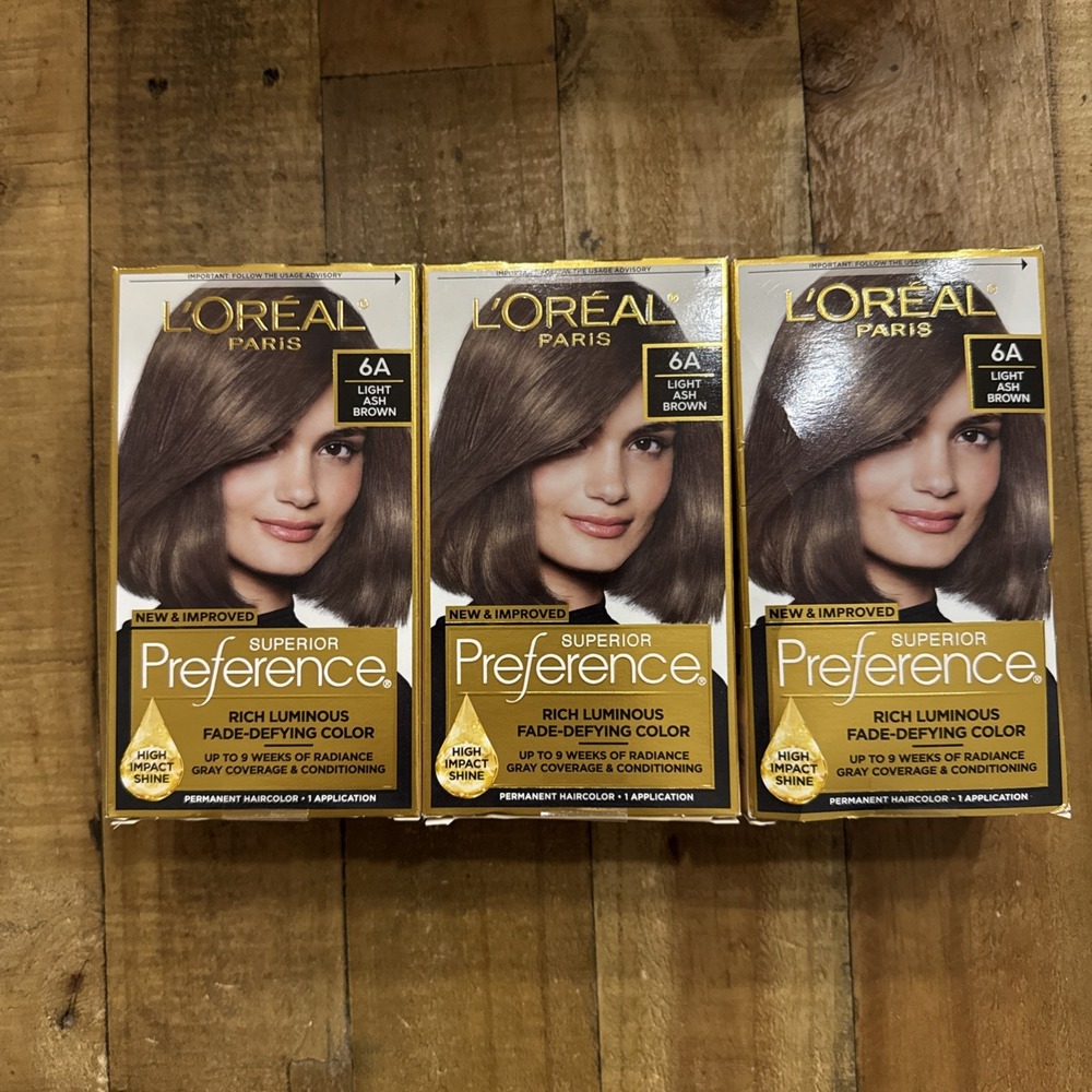 3 Pack L'Oréal Paris Superior Preference 6A Light Ash Brown